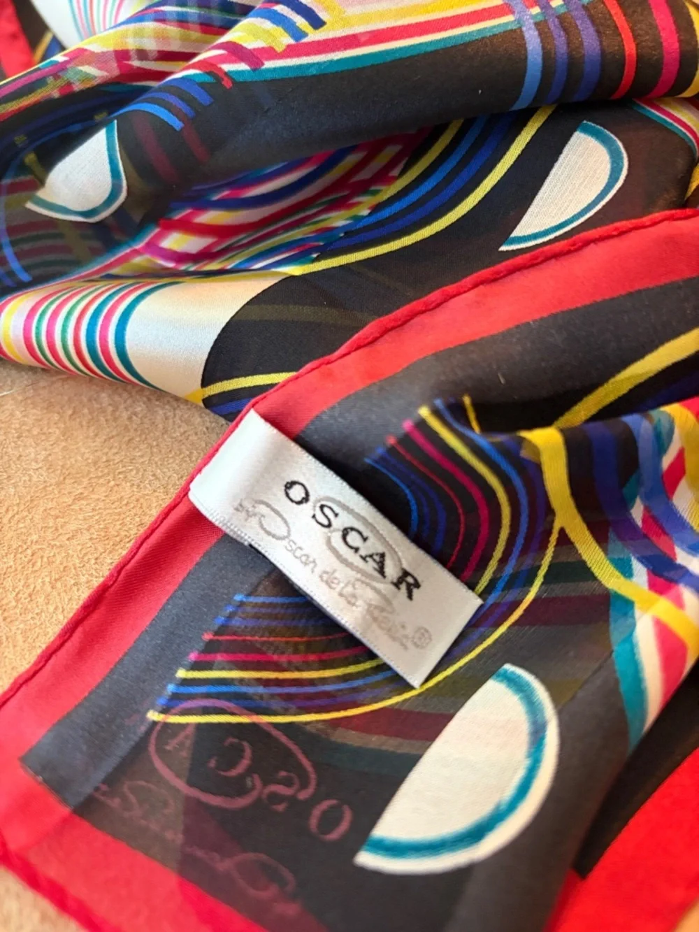 Vtg Oscar de La Renta Silk Scarf